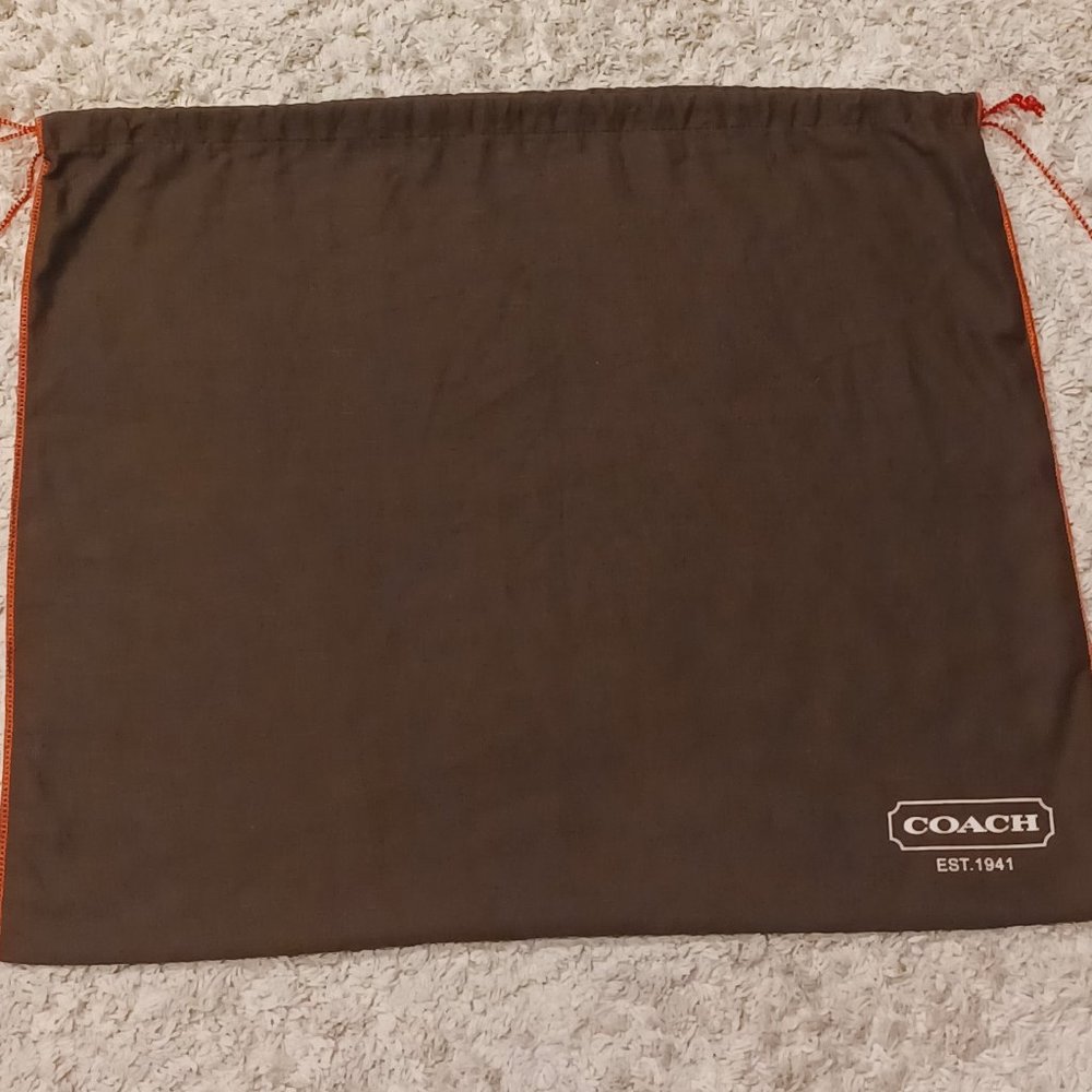 Brown w/Red Trim Coach Logo Drawstring Dust Bag Cover Storage 24 x 19 - Large